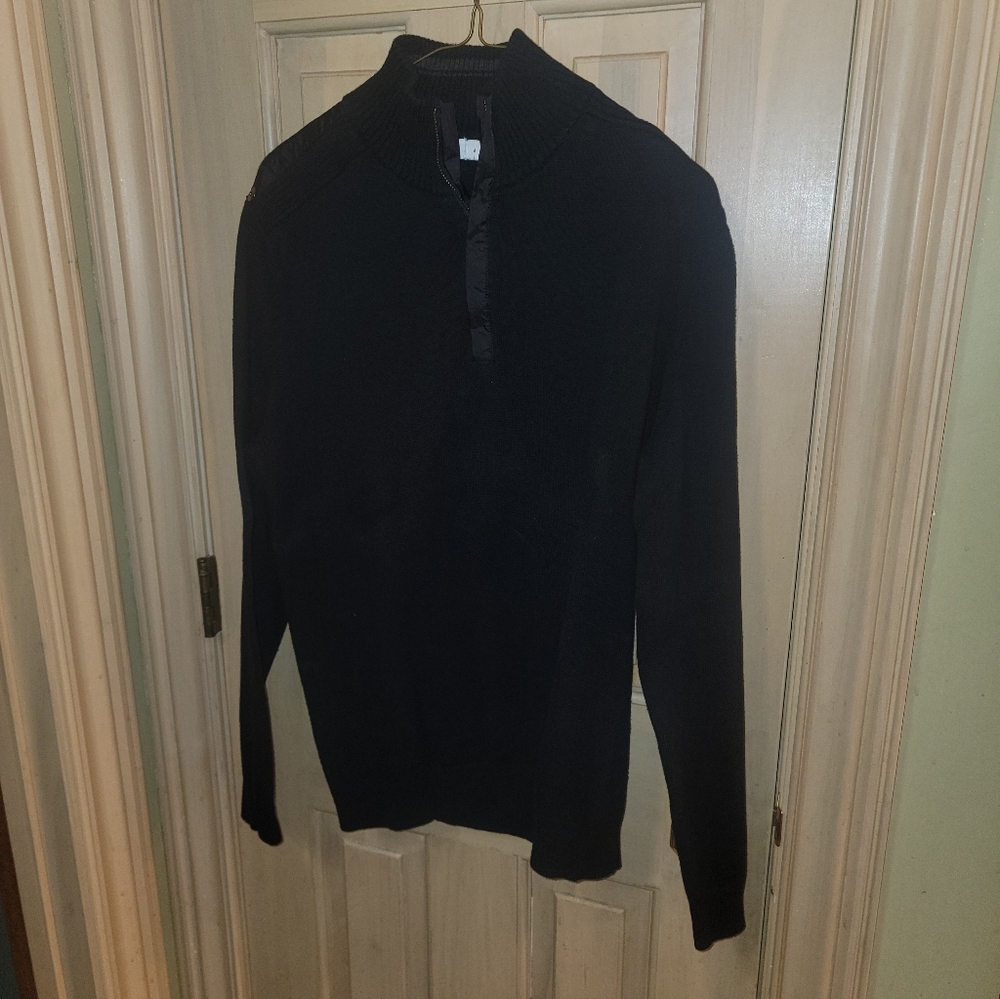 Mens Sz M 1/4 Zip Black Calvin Klein Sweater Classic